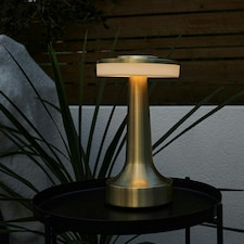 ValueLights 3 Pack Talence Brass LED Rechargeable Battery Operated Dimmable Touch Table Lamp Indoor/Outdoor