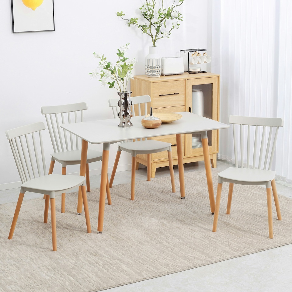 image 1 of HOMCOM Dining Table and Chairs Set with Wood Legs for Small Spaces