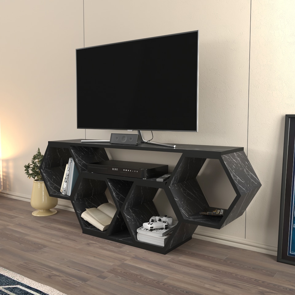 image 1 of Decorotika Honey TV Stand TV Unit for TVs up to 55 inch Honeycomb Design