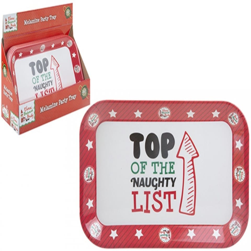Elf Behavin' Badly Melamine Christmas Party Tray