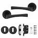 image 1 of Golden Grace Wave Handle Set on Round Rose in Matt Black Finish with 64mm 3 Lever Mortise Lock and Key Hole | Black | 1 Set