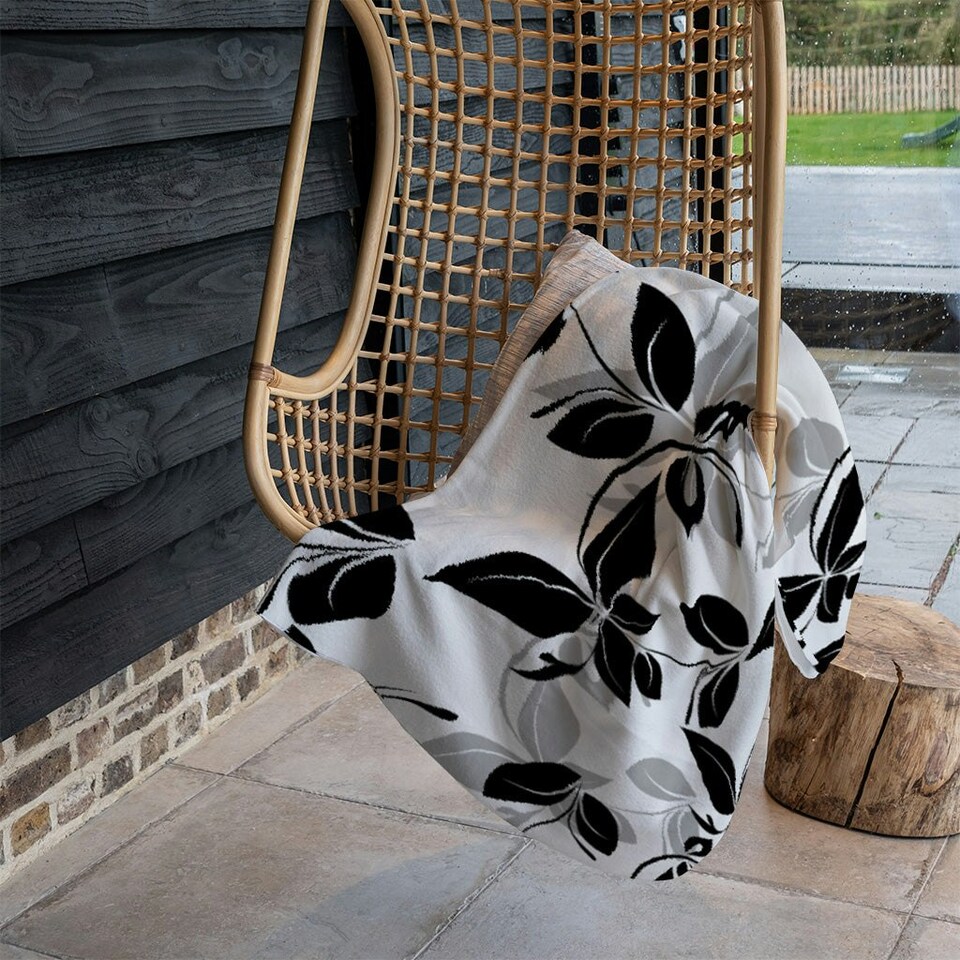 image 1 of Black & White Floral (Blanket)