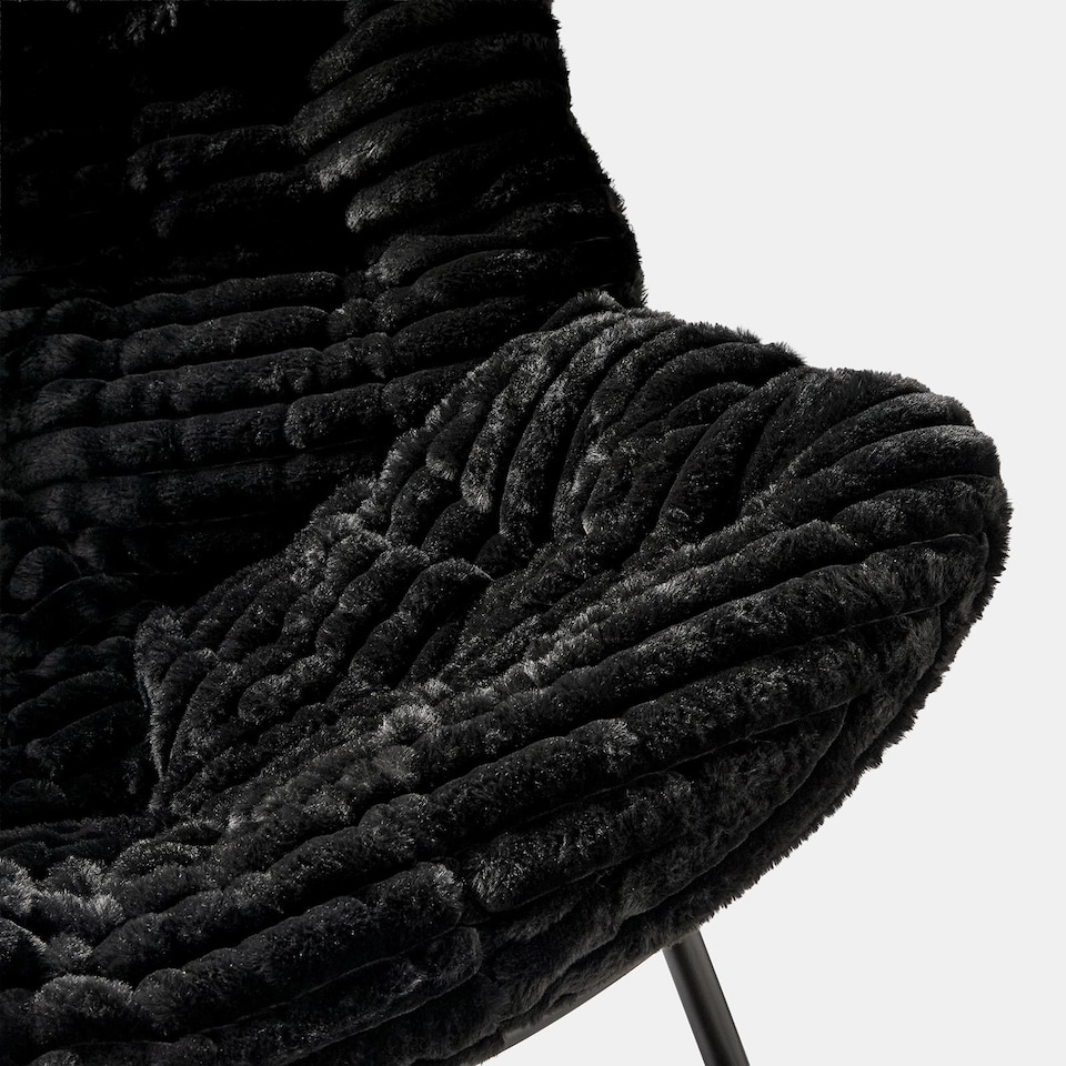 image 1 of OHS Ribbed Faux Fur Rocking Chair Upholstered Metal Frame Cushioned