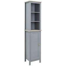 kleankin Bathroom Floor Tall Cabinet Storage Unit w/ Cupboard Shelf