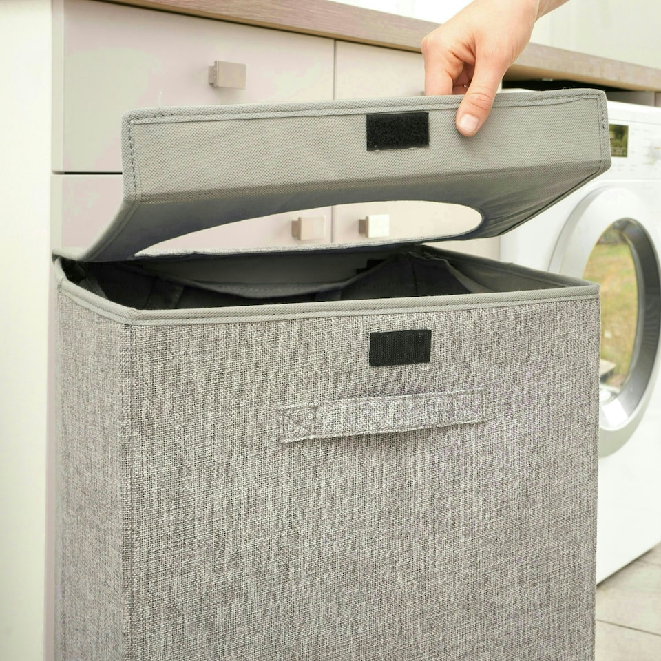 image 1 of BLACK+DECKER Foldable Square Laundry Basket Grey