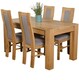 image 1 of Kuba 150 x 85 cm Chunky Medium Oak Dining Table and 4 Stanford Chairs | Brown | Brown