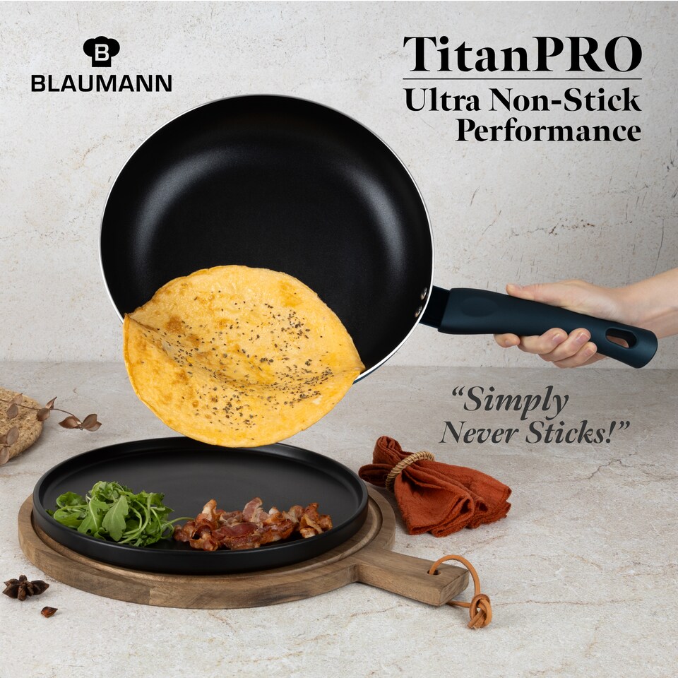 image 1 of Blaumann Cookware Frying Grill Pots Pan Saucepan Casserole Soft Touch Handle Lid | Black | Aquamarine | 28x5.5cm Frying Pan - 2.7L