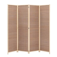 Living and Home 4-Panel Bamboo Woven Folding Divider Screen - Brown | Brown
