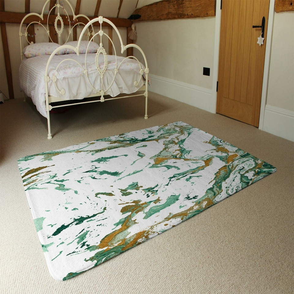 image 1 of Green & Golden Marble (Rug) Multi | Large: 140x200cm