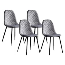 Alivio Set of 4 Velvet Dining Chairs Fabric Upholstered seat (Grey)