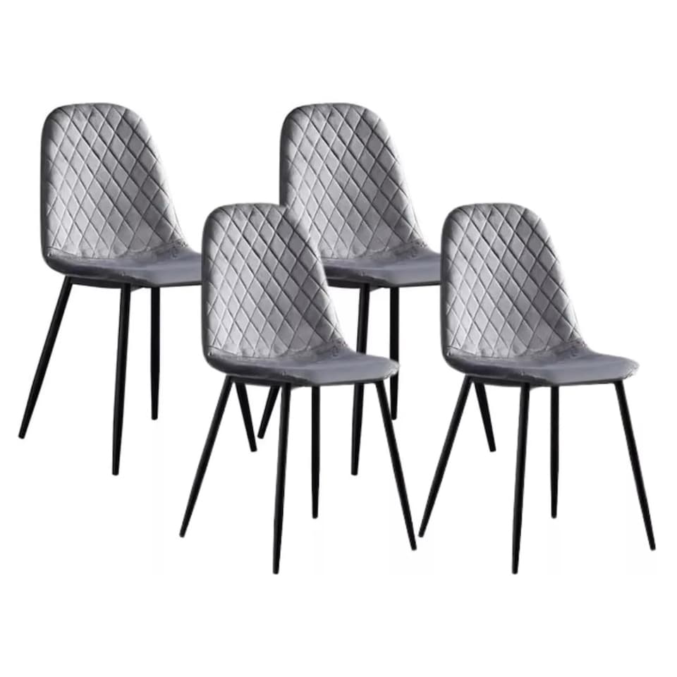 image 1 of Alivio Set of 4 Velvet Dining Chairs Fabric Upholstered seat (Grey)