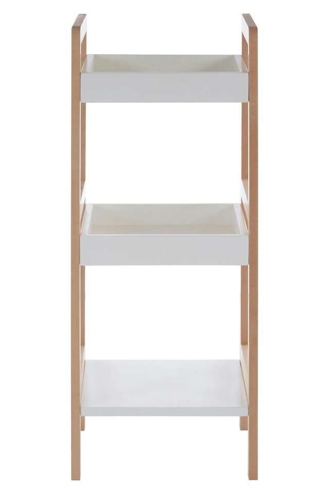 image 1 of ARLA 3 Tier  Bathroom Shelf Unit With Birchwood Frame | Cream