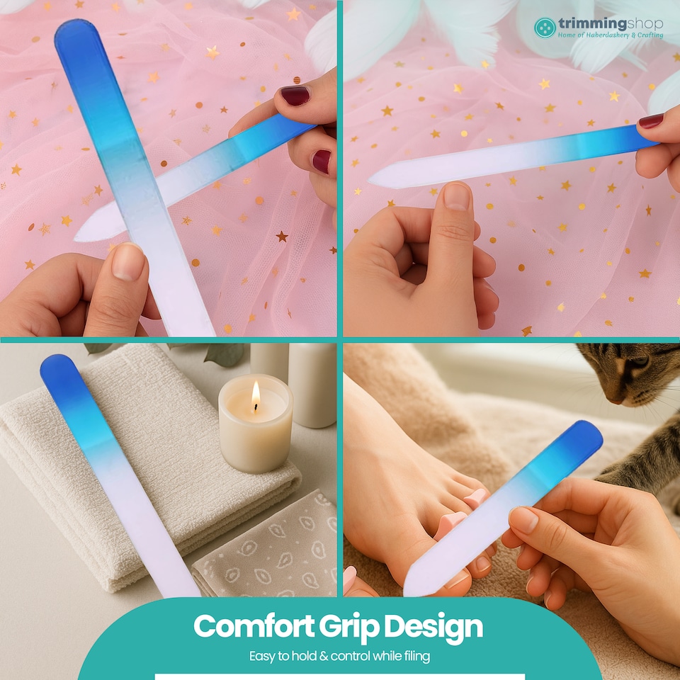 image 1 of Turquoise Glass Nail File Set, Gel & Acrylic Nails - 3pcs