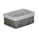 image 3 of Small Antique Wash Wicker Storage Basket with White Lining | White | White