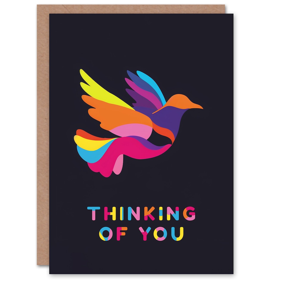 image 1 of Thinking Of You Colourful Dove Graphic Design Miss You Card