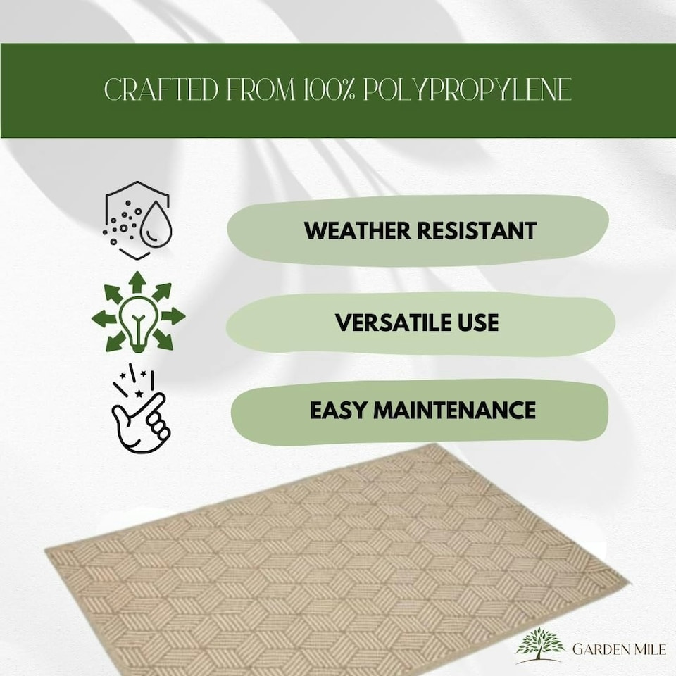 image 1 of Marco Paul Mocha Geometric Design Outdoor Rug 150x210cm Cream | 180 x 120cm