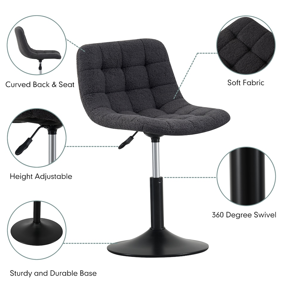 image 1 of MCC Direct Bouclé Fabric Swivel Dressing Table Chair Vanity Accent Stool Drake