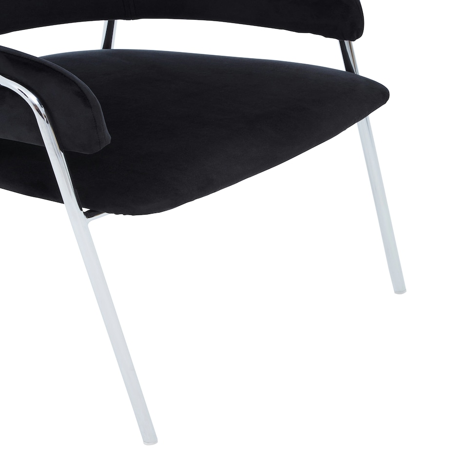 image 1 of Interiors By Premier Black Velvet Dining Chair,Compact Lounge Chair, Velvet Upholstered Kitchen Chair,Bedroom Decorative Chair Black