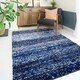 image 2 of KUKOON Navy Blue Striped Mottled Shaggy Area Rug 160cm x 230cm Blue
