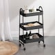 image 4 of 3 Tier Shelf Metal Slim Storage Trolley Cart with Castor Wheels Bathroom Organiser | Black | Black | 3 Tier | 1