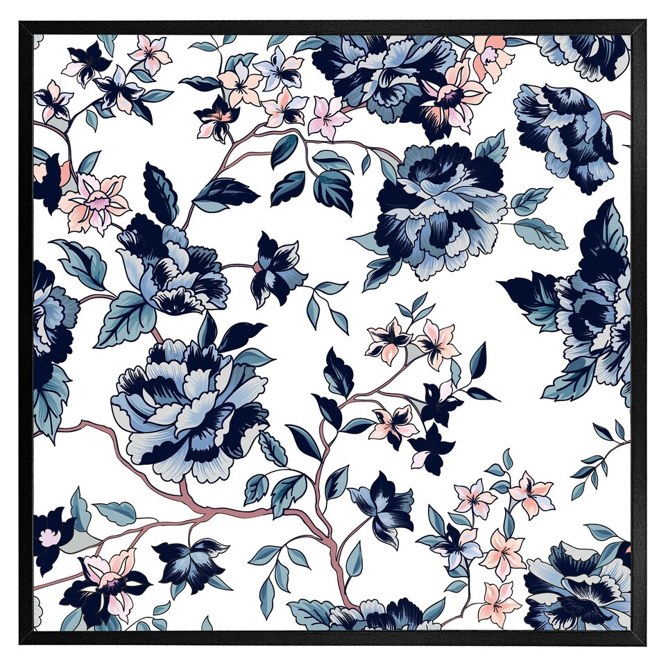 image 1 of Blue flower illustrations (Picture Frame) Grey | S