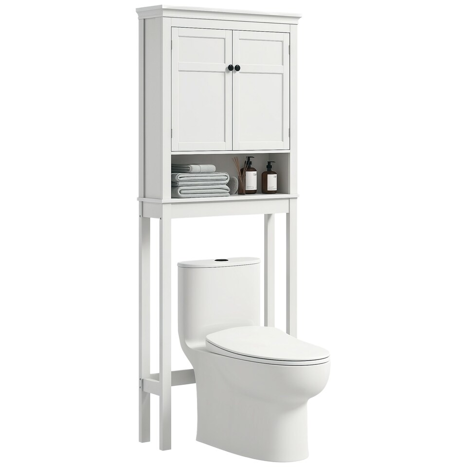 image 1 of HOMCOM Over Toilet Storage Unit 3-Tier Freestanding Washing Machine Cabinet 