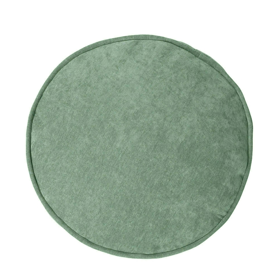 image 1 of icon Round Chenille Bean Bag Pouffe Sage Green Large Chenille Footstool Green