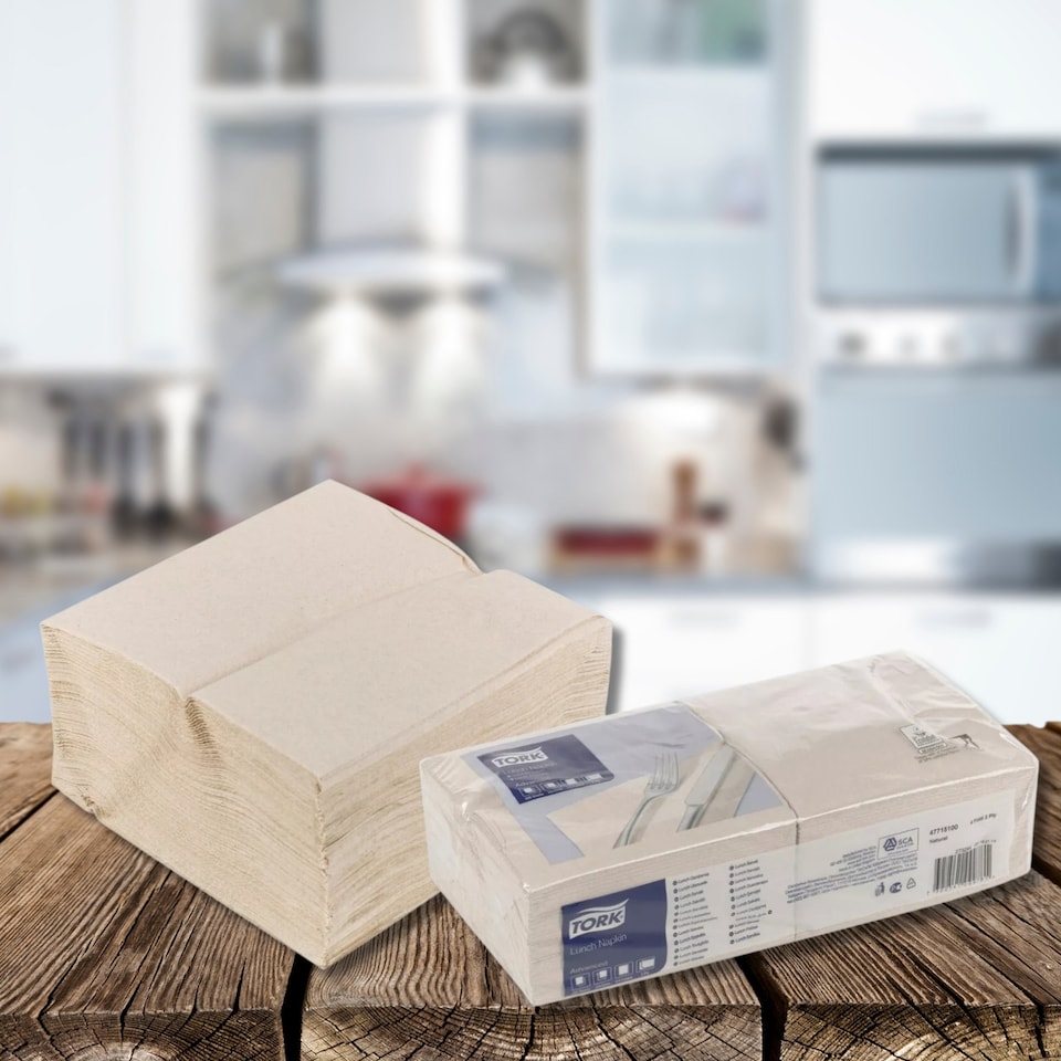 image 1 of 200-Pcs Tork Soft Paper Napkins - 33cm | Cream | 1