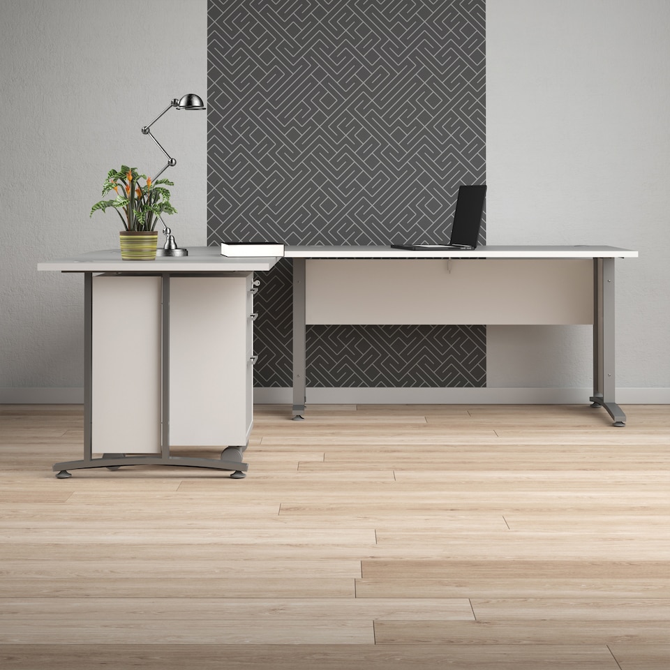 image 1 of Prima Desk 150cm in White with Silver Grey Steel Legs