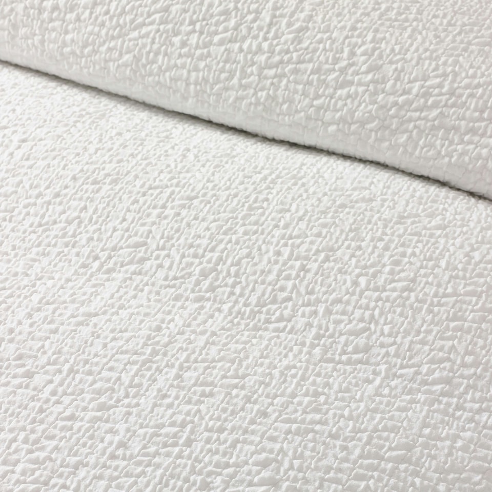 image 1 of Catherine Lansfield Crinkle Seersucker Duvet Cover Set White | White | Super King