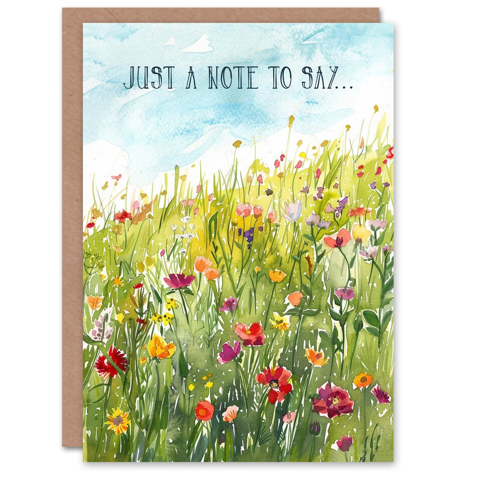 image 1 of Wildflower Meadow Watercolour Just A Note To Say Thank You Card