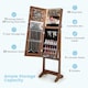 image 4 of COSTWAY Standing Jewelry Cabinet Jewelry Armoire w/ LED Lights Brown