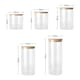 image 2 of Living and Home 5Pcs Glass Jars Storage Container With Bamboo Lid | Brown