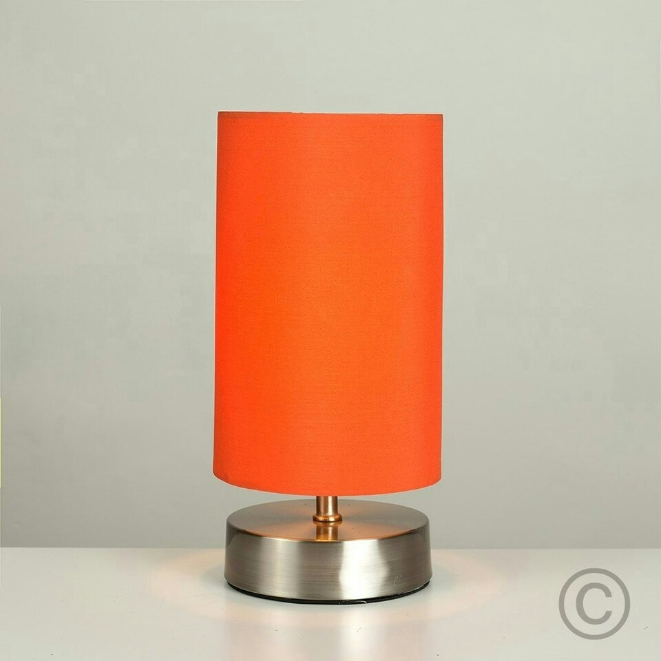 image 1 of ValueLights Francis Chrome Touch Table Lamp Orange Shade & Bulb
