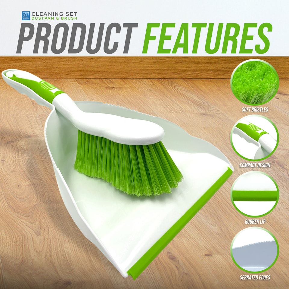 image 1 of Durable Bristles and Easy Sweep Dustpan and Brush Set