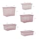 image 7 of Wham Crystal 5 x Multisize Stackable Plastic Storage Boxes with Lids Tint Dusky Orchid Pink