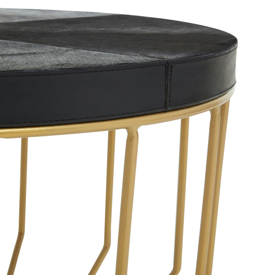 image 1 of Kensington Townhouse Hair On Hide Round Side Table Black