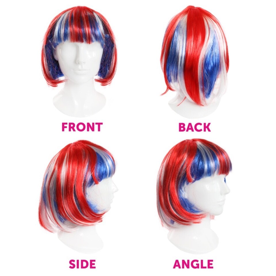 image 1 of Pack of 1 Union Jack Bob Wig Red | One Size