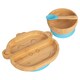 image 1 of Tiny Dining Children's Bamboo Suction Monkey Dinner Set - Blue