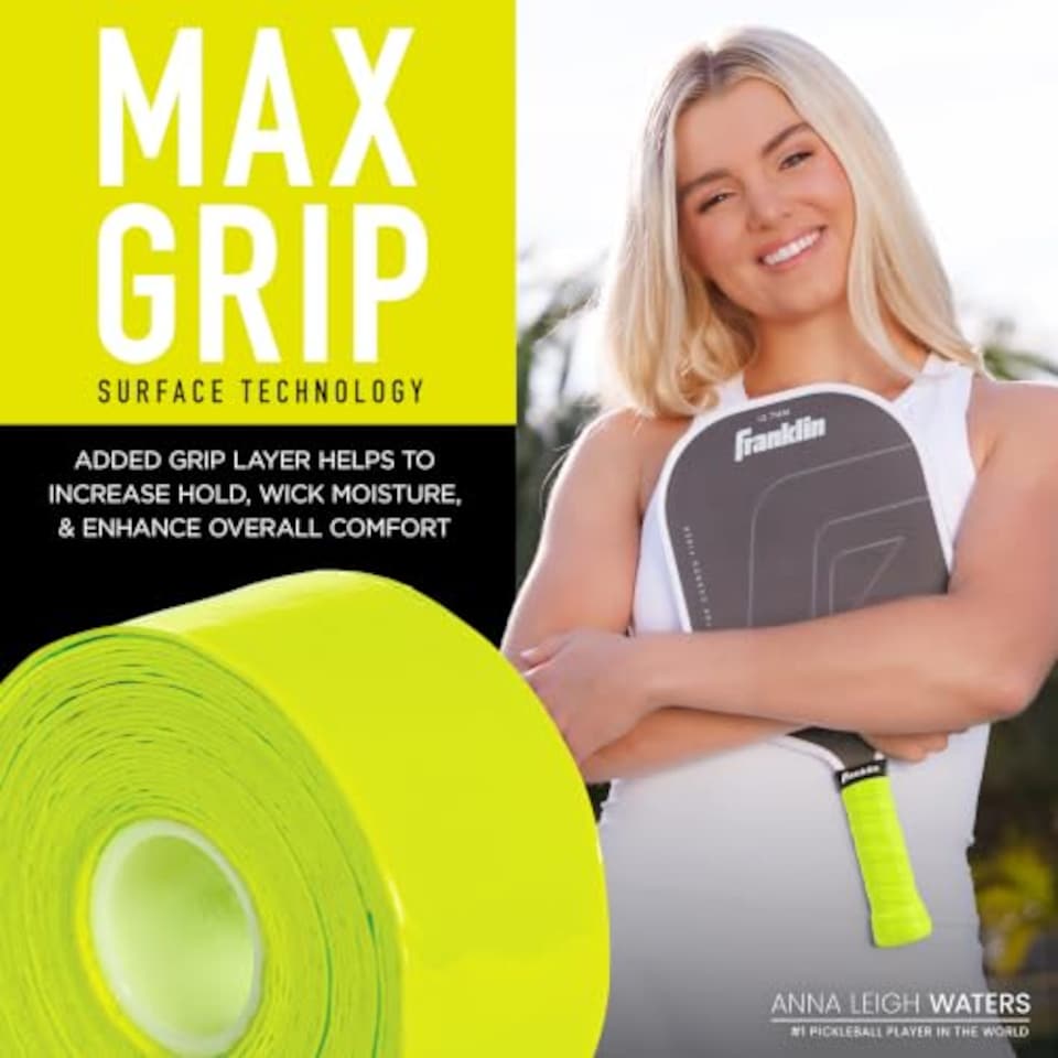 image 1 of Franklin Sports Pickleball Paddle Overgrips - Provides Extra Grip - Slight Tackiness - Durable & Strong - Optic