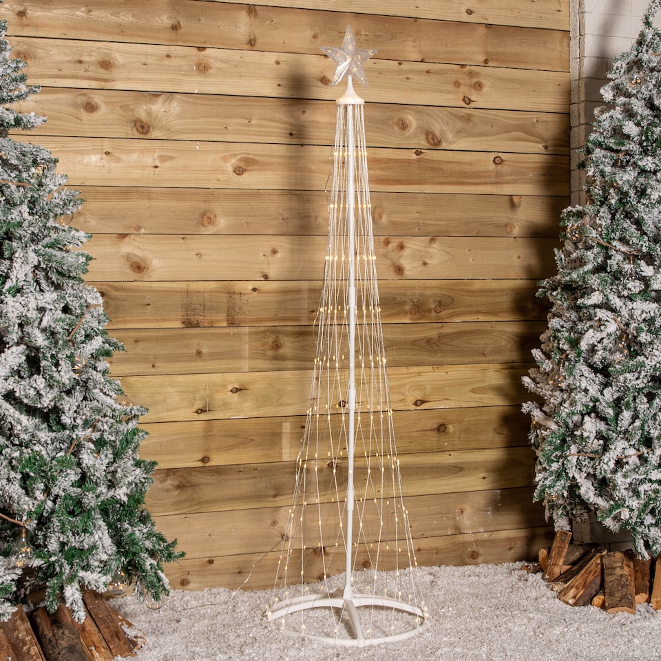 image 1 of 1.8m Light up Christmas Cone Tree with 220 Warm White LEDs and Timer Function