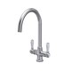 image 1 of Traditional Kitchen Sink Mono Mixer Tap, Brushed Nickel White Lever | Silver | Brushed Nickel | 1