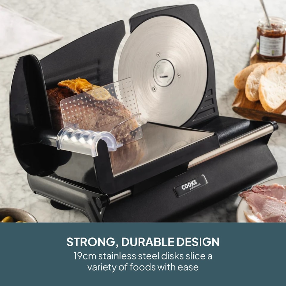 image 1 of Cooks Professional Electric Food Slicer Machine for Bread Meat Cheese Vegetables 150W
