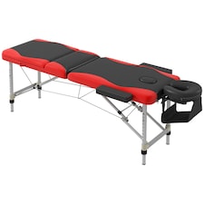 HOMCOM Portable Massage Table Beauty Therapy Couch, Aluminum, Red