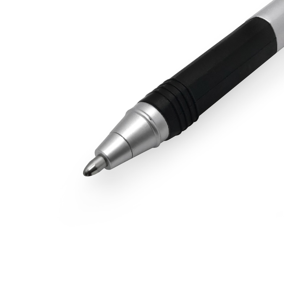 image 1 of Zebra Z-Grip Classic Stylus Ballpoint Pen Silver Barrel Black Ink Pack of 2
