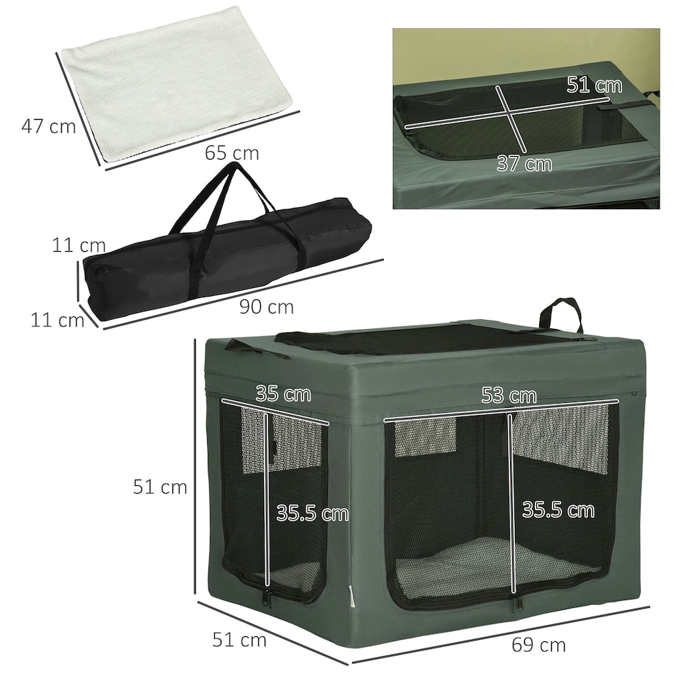 image 1 of PawHut 69cm Soft Side Pet Carrier w/ Cushion, for Mini Small Dogs - Grey