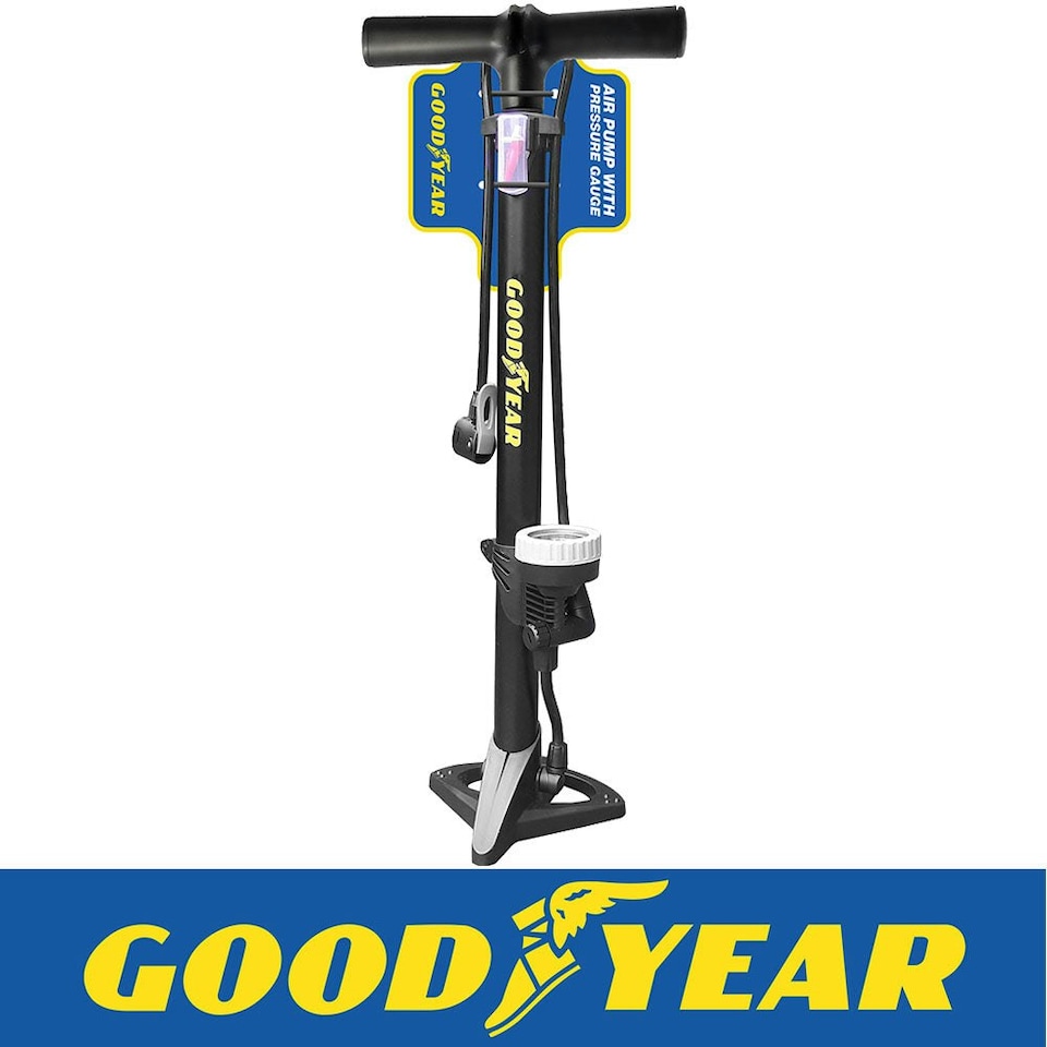 image 1 of Goodyear Bicycle Stand Floor Pump with Pressure Gauge For Bike Cycle Inflatables