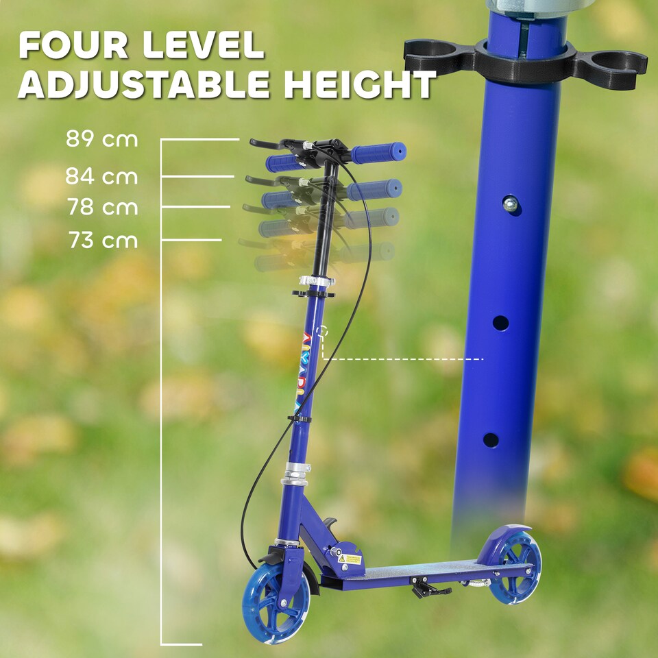 image 1 of AIYAPLAY Scooter for Kids, Folding Kick Scooter w/ Adjustable Handle, Blue