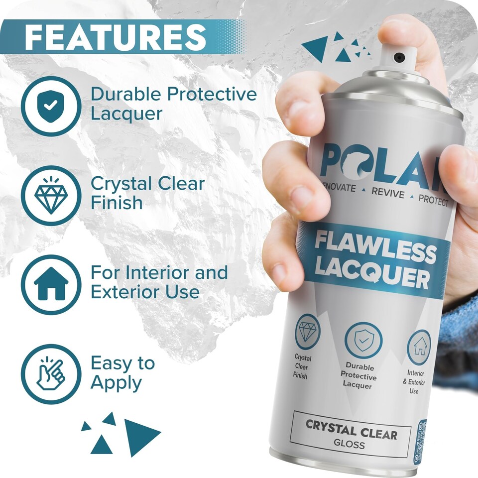 image 1 of Polar Flawless Lacquer Spray Gloss Finish Durable & Protective Topcoat | Clear | Clear Gloss | 400 ml | 1