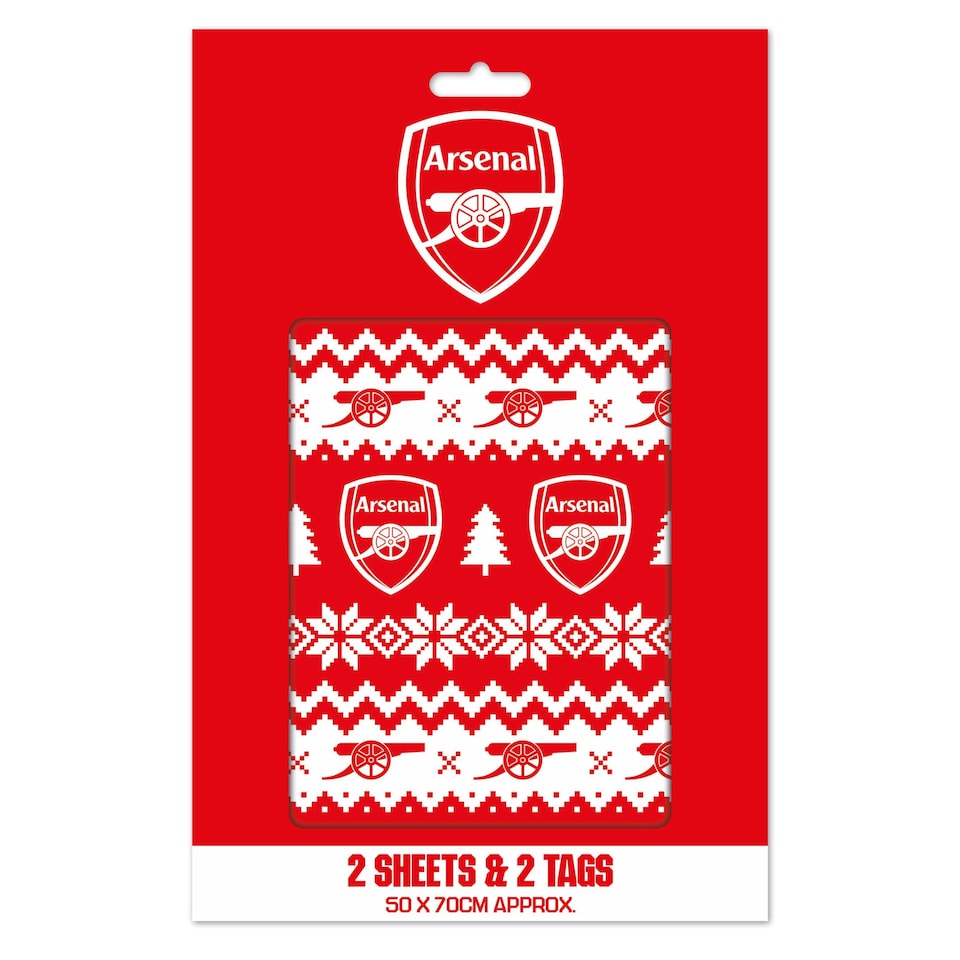 image 1 of Arsenal FC Christmas 2 Sheets & 2 Tags Gift Wrap